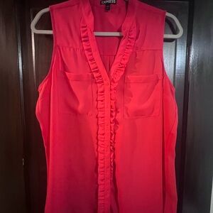 Express Women's Vibrant Pink Ruffle Blouse